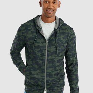 $178 Johnnie-O Men's Pine Green Ranch Camo Print Jersey Full Zip Hoodie Medium